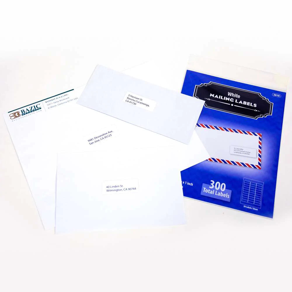 White Address Labels 1″ X 2 5/8″ (300/Pack)